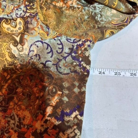 Chico's Women's Patchwork Blazer Jacket Size 1X  xL Scrolls Paisley Fall‎ Brown - Picture 11 of 14